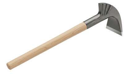 Isolated gardening tool with handle made of wood and metal, sturdy for gardening uses