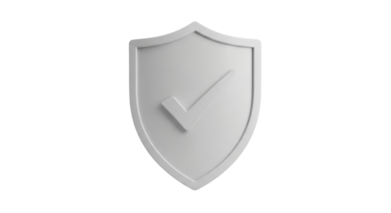Isolated assurance shield with checkmark as protection against harm for cyber security