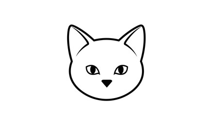 Minimalist Black and White Cat Head Outline Illustration.