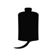 Stylized black silhouette of a vintage perfume bottle, standing out starkly
