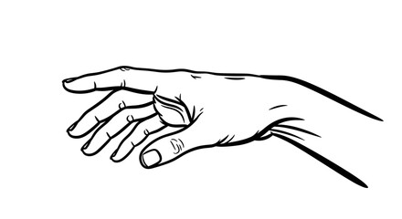 Obraz premium Outstretched human hand illustrated in black ink.