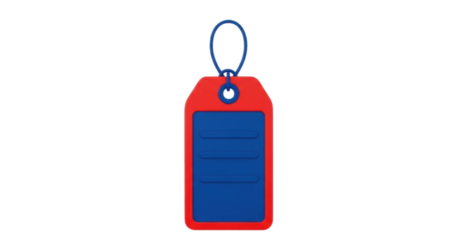 Isolated tag with attached loop for easy hanging of important items like luggage or packages