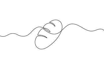 Bread loaf single continuous one line art minimalist outline isolated vector with white background
