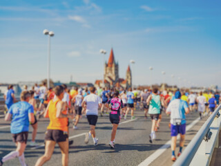 marathon runners in the city