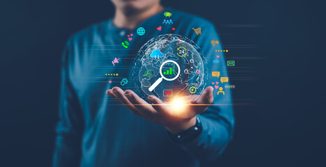 Search engine optimization, SEO, Searching internet marketing e-commerce social media shopping...