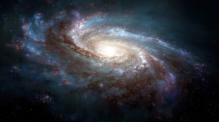 Obraz premium A mesmerizing spiral galaxy with bright center and swirling arms of stars.