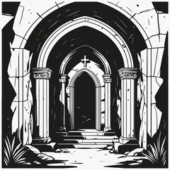 crypt sketch illustration vector