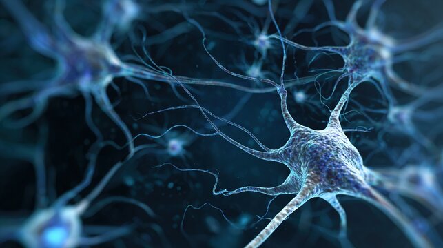 Neuron network with dendrites and axons