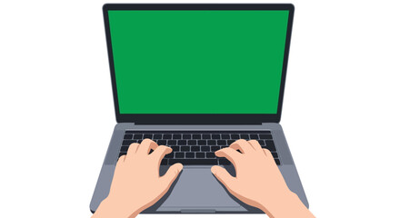 Hands Typing on Laptop Illustration Representing Digital Work Connection, Remote Job, Freelance Productivity, Online Communication, and Modern Technology Collaboration in Minimal Flat Design