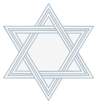 Light blue Star of David symbol with triple lines representing Jewish faith and culture