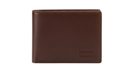 Isolated brown leather wallet, folded for carrying cash and cards, on clean studio surface
