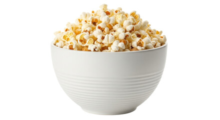 Isolated bowl of popcorn, freshly popped, a tasty snack, for eating while watching movies