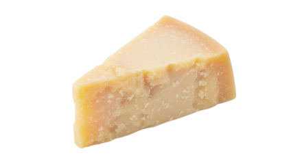 Isolated piece of firm, aged Parmesan cheese, ideal for Italian cooking and snacking
