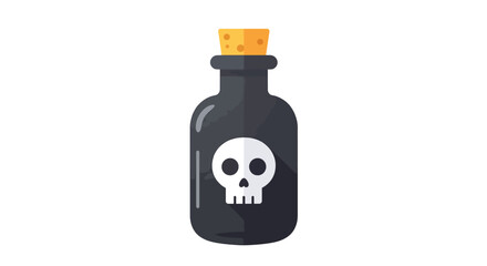 Dark Glass Bottle with Skull Symbol and Cork Stopper.