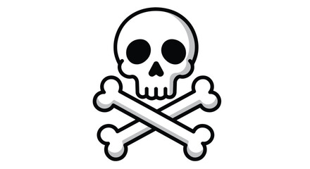Simple Cartoon Skull and Crossbones Symbol.