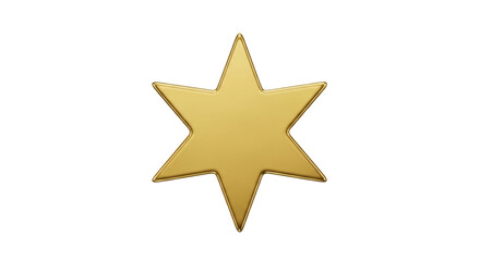Isolated gold six-pointed star for design projects, vector clip art, golden emblem, holiday gift