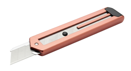Isolated box cutter with retractable blade, professional utility knife for construction tasks