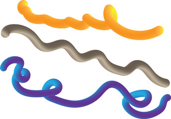 Three wavy colorful abstract organic shapes on a black background