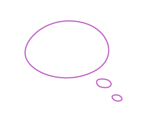 Organic oval speech box in hand drawn outline. This chat balloon symbol forms a unique conversation icon for message or thought. Purple circle shape, minimal style, creative use for abstract visual