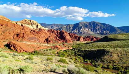 Obraz premium Red rock canyon valley under a clear sky