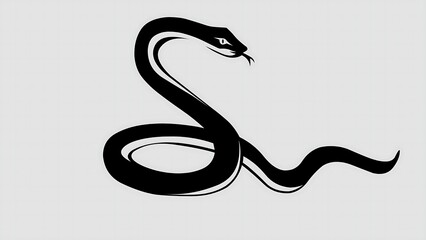 Fototapeta premium Black snake coiled, striking pose