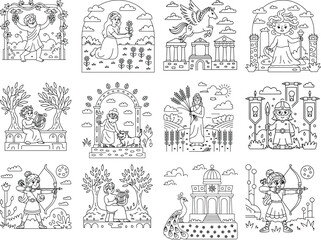 Mythological Figures and Ancient Greek Scenes for Coloring greek mythology cartoon