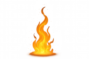 Blazing fire flame element generating heat and energy with transparent background for various design concepts