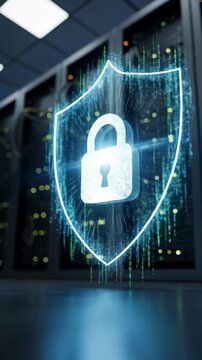 Cybersecurity Data Center Protection - Secure Server Room Concept.