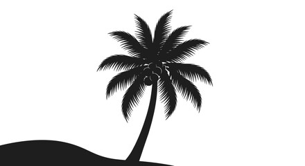 Silhouette of a Palm Tree on a Tropical Beach.