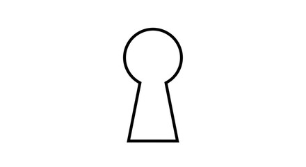 Simple black outline of a keyhole on a white background representing security and access.