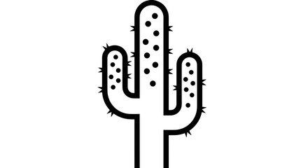 Simple Line Art Illustration of a Saguaro Cactus.