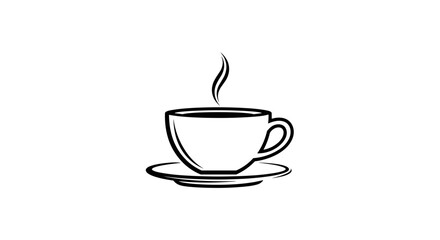 Steaming Cup of Coffee on a Saucer Illustration.