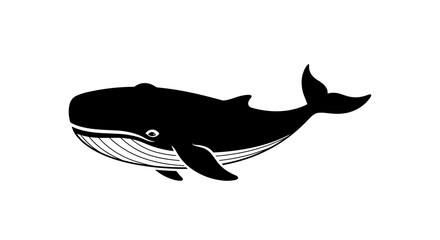 Whale Silhouette Illustration Marine Mammal in Black and White.