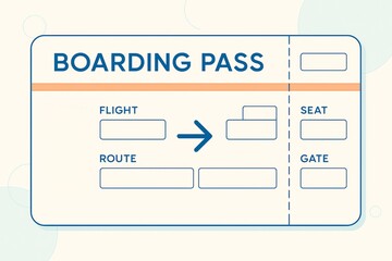 Blank boarding pass mockup with clean layout and minimalist design for travel presentation or branding on light background. Ai generative