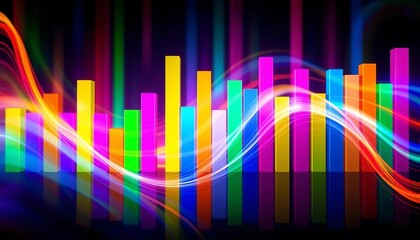 Fototapeta premium Abstract colorful bar graph forming swirling, vibrant background, pattern, trend