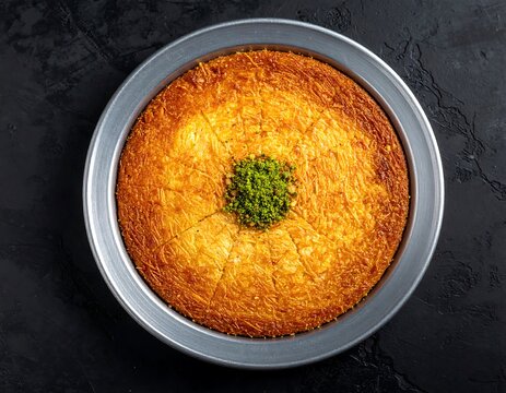 Sweet pastry in metal dish