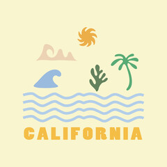 free vector sea beach t-shirt design.