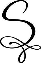 Calligraphic letter S forming an elegant vector initial in script typography, and design alphabet, representing decoration,