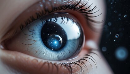 Macro Eye with Galaxy Reflection Inside