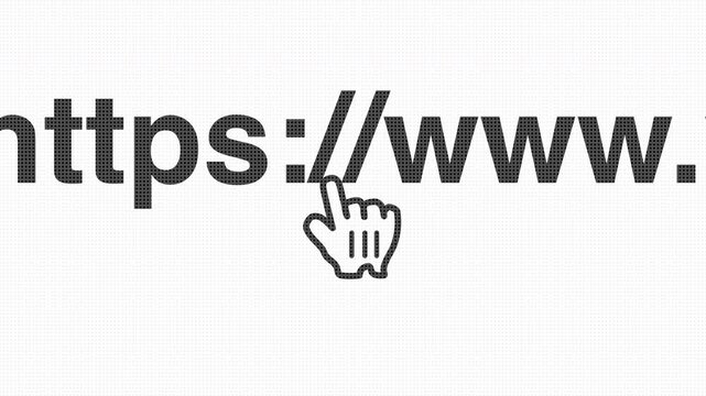 Animated cursor hand pointer clicks screen internet website hyperlink