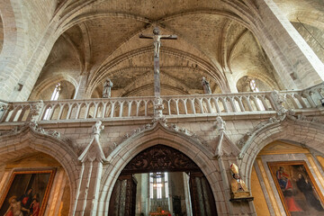 Jube of Benedicte Abbey Church of Saint Robert in La Chaise Dieu, Dept Haute Loire. Auvergne-Rhone-Alpes. France