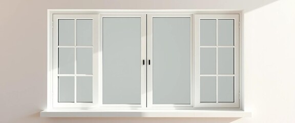 Obraz premium Clean minimalist white window, seamless frame and panes, background, contemporary