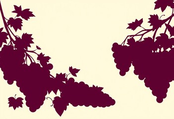 Elegant silhouettes of grapes, perfect for wine label design or vineyard branding, sophisticated, fruit