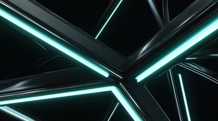 Abstract Design With Glowing Blue Lines Contrasting Dark Geometric Structures Creating a Futuristic Atmosphere