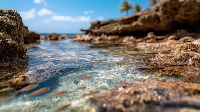 Tropical Rocky Tide Pool with Clear Water