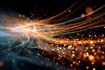 Fototapeta premium Vibrant Abstract Flowing Light Lines and Particles