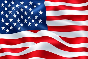 Obraz premium Wavy United States Flag Flying, Celebrating Independence Day with Patriotic Symbols and Colors