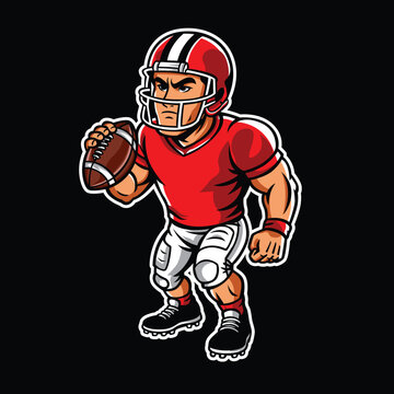 American Football Player Vector Illustration in Dynamic Action Pose