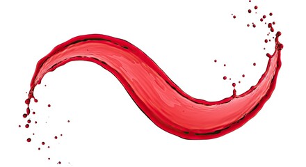 A red liquid seemingly wine or juice is captured midsplash against a white background
