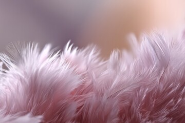 Obraz premium Fluffy Pink Bird Feathers Soft Blur Background